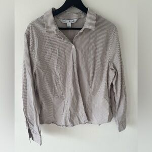 Old Navy Beige Striped Slim Shirt